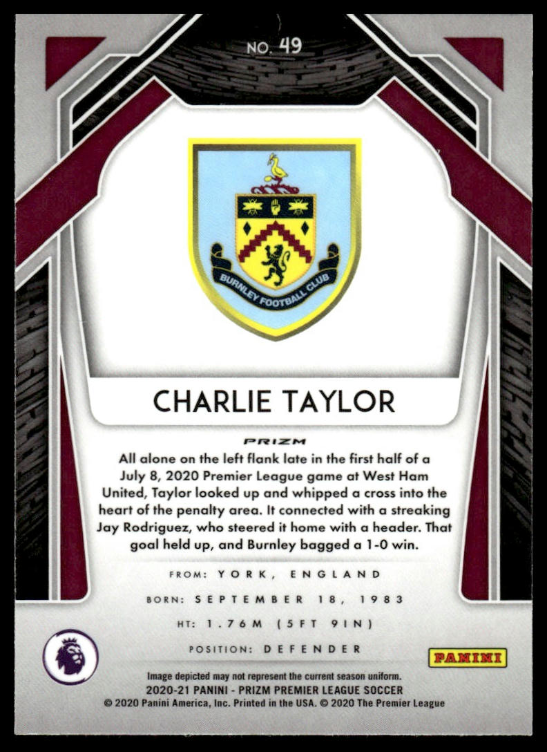 2020-21 Panini Prizm Premier League #49 Charlie Taylor Blue Pulsar Prizm
