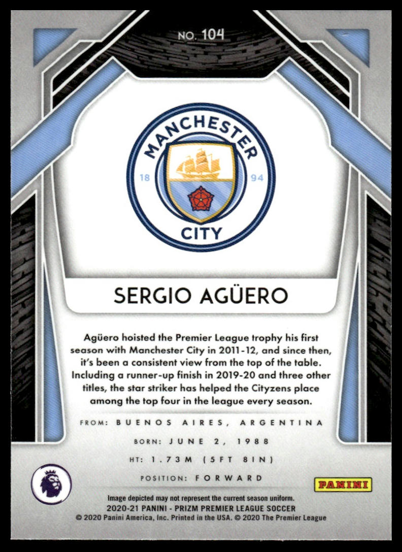 2020-21 Panini Prizm Premier League #104 Sergio Aguero