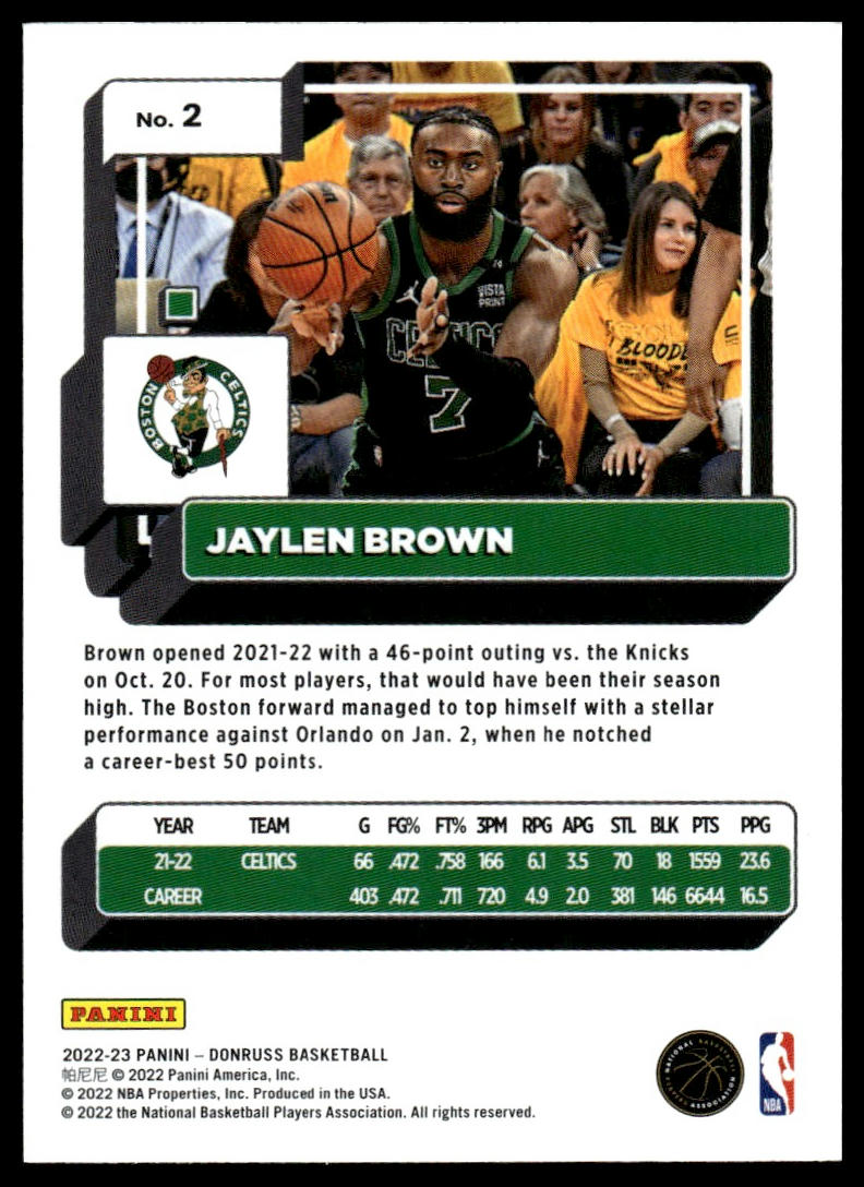 2022-23 Donruss #2 Jaylen Brown