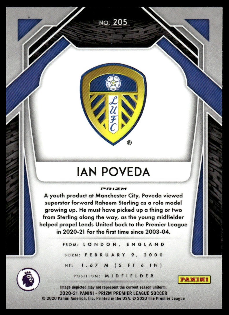 2020-21 Panini Prizm Premier League #205 Ian Poveda Prizm Argenté