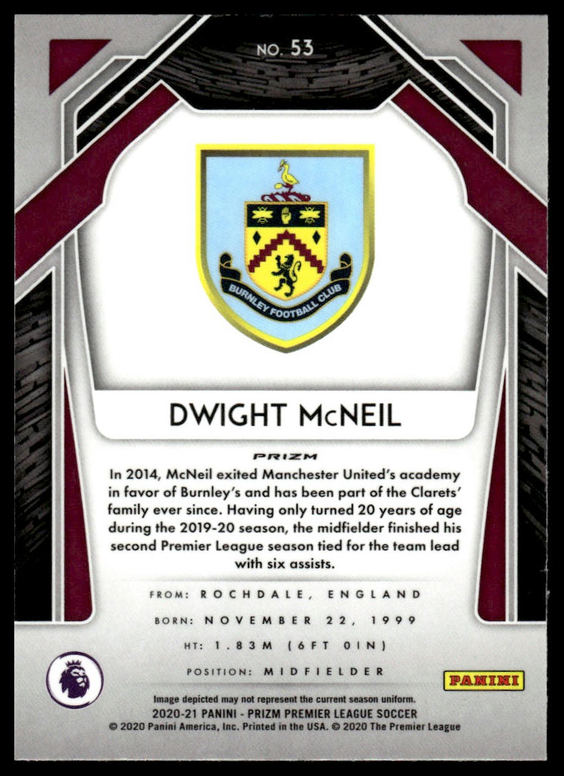 2020-21 Panini Prizm Premier League #53 Dwight McNeil Blue Pulsar Prizm