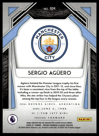 2020-21 Panini Prizm Premier League #104 Sergio Aguero