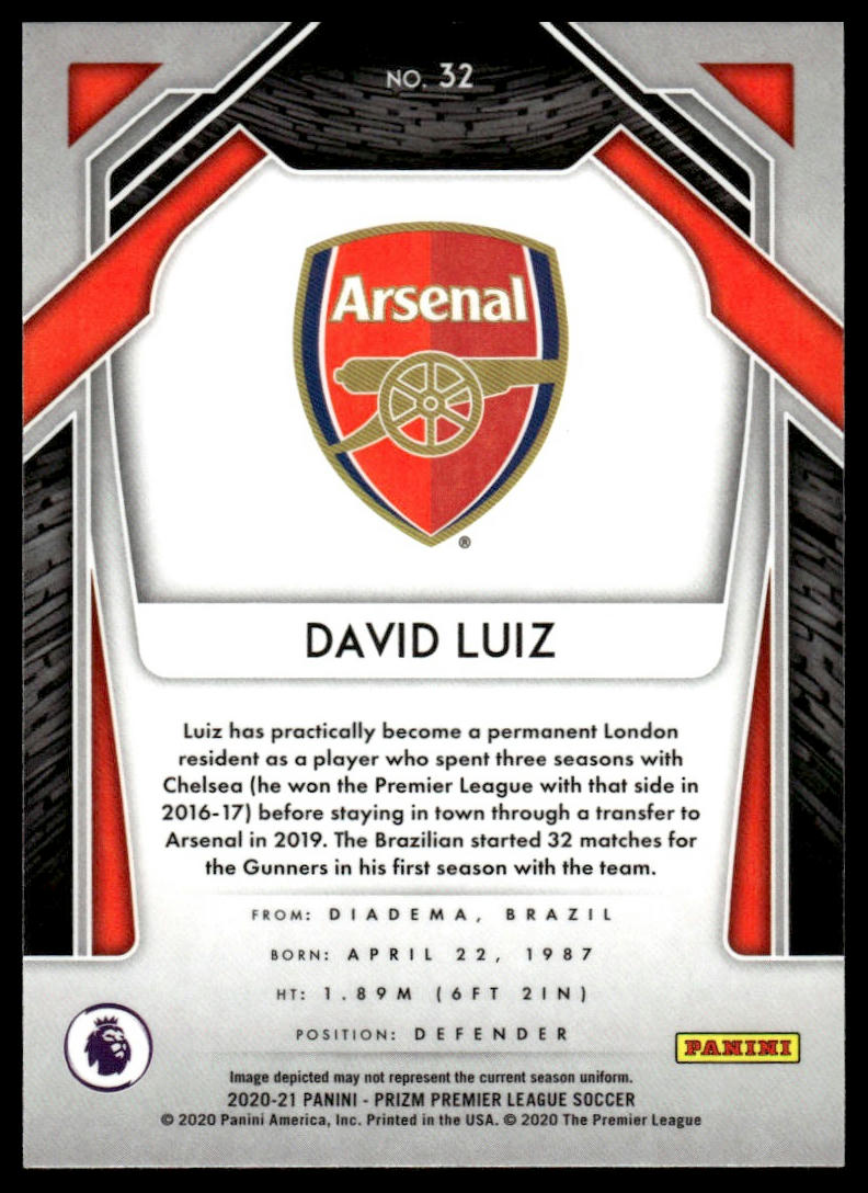 2020-21 Panini Prizm Premier League #32 David Luiz