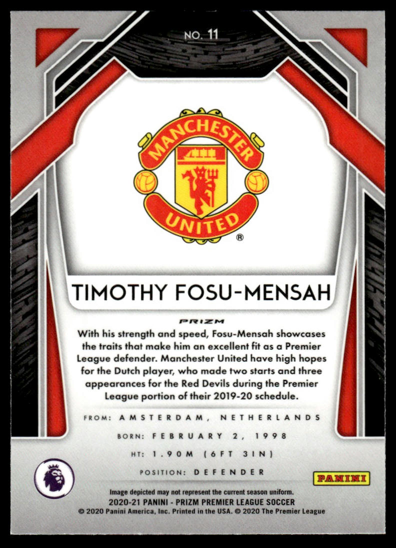 2020-21 Panini Prizm Premier League #11 Timothy Fosu-Mensah Blue Prizm #/199