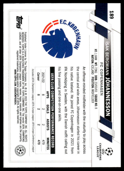 2022-23 Topps UEFA Club Competitions #189 Ísak Bergmann Jóhannesson